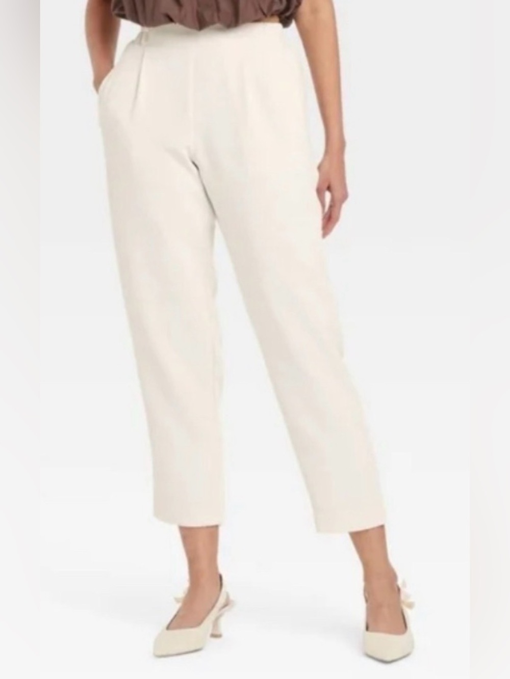 a new day Cream Cropped Tapered Ankle Pants
